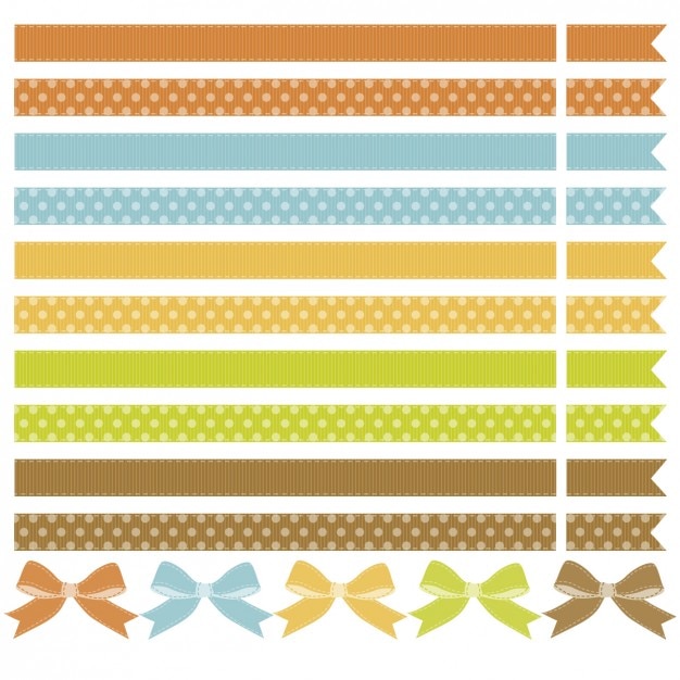 Free Vector cute ribbon and bow collection
