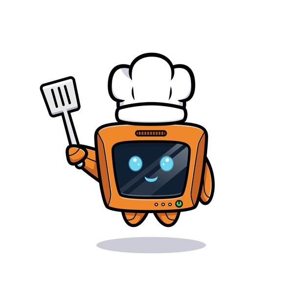 ロボットウェイターイラスト プレミアムベクター
