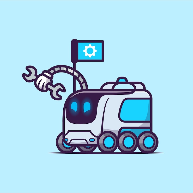 Free Vector cute robot service holding wrench cartoon vector icon illustration science technology isolated flat