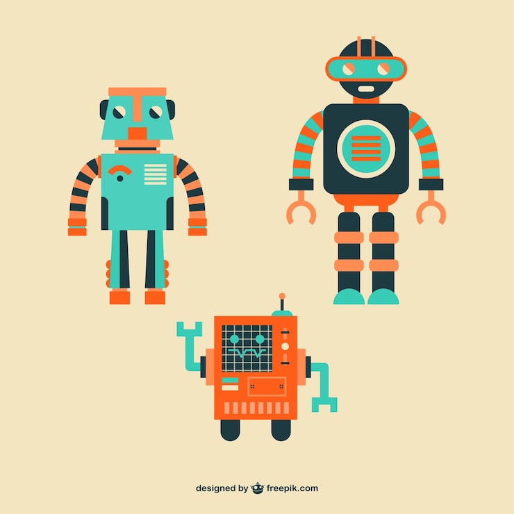 Free Vector cute robots set