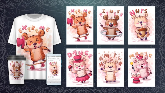 Free vector cute rodent hamster - poster and merchandising