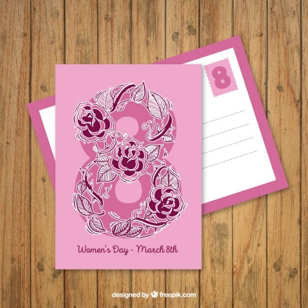 Cute roses women's day postcard