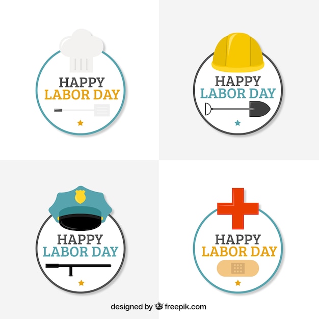 Free vector cute rounded labels of professions