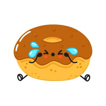 Cute sad and crying donut character