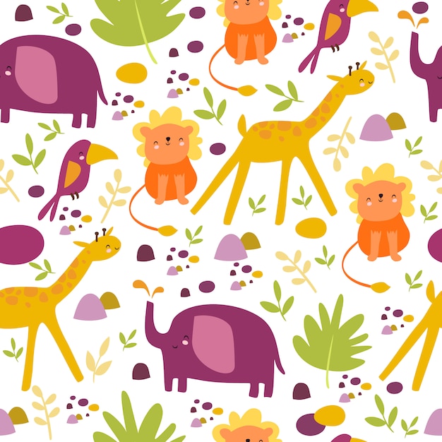 Free vector cute safari pattern africa