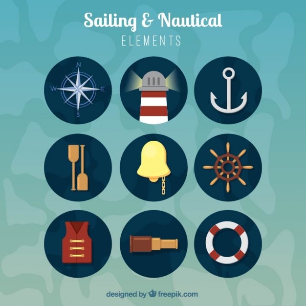 Cute sailing accessories in flat design