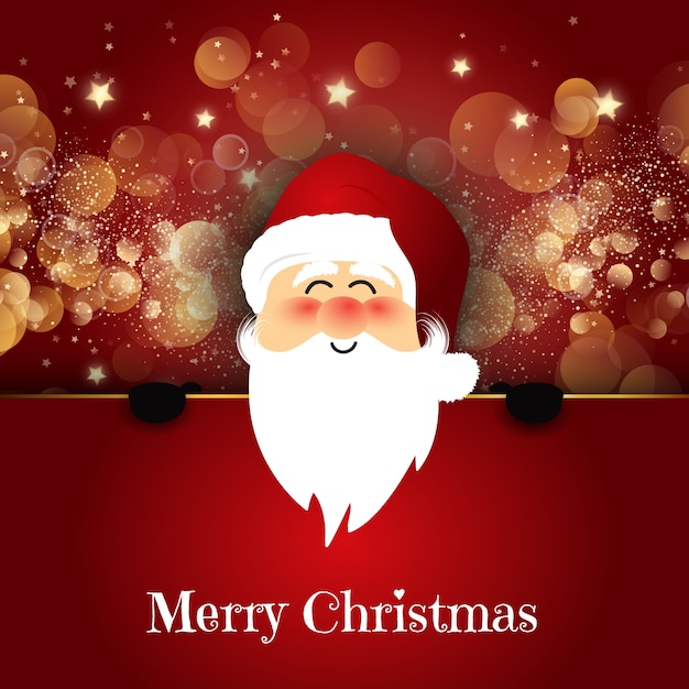 Free vector cute santa on bokeh lights background