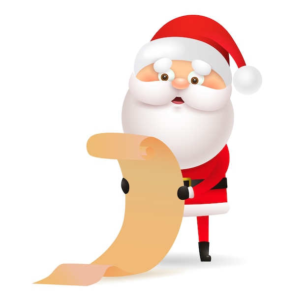 Free vector cute santa claus reading gift giving list