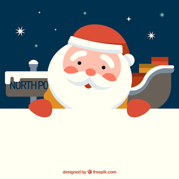 Cute santa claus with blank sign