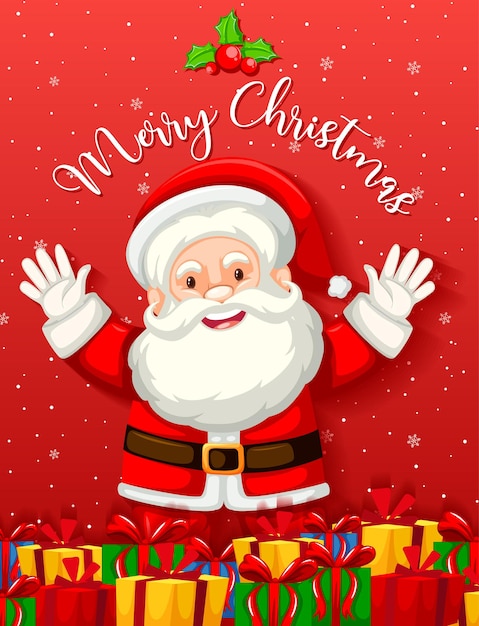 Милый Санта-Клаус с множеством подарков или подарочных коробок