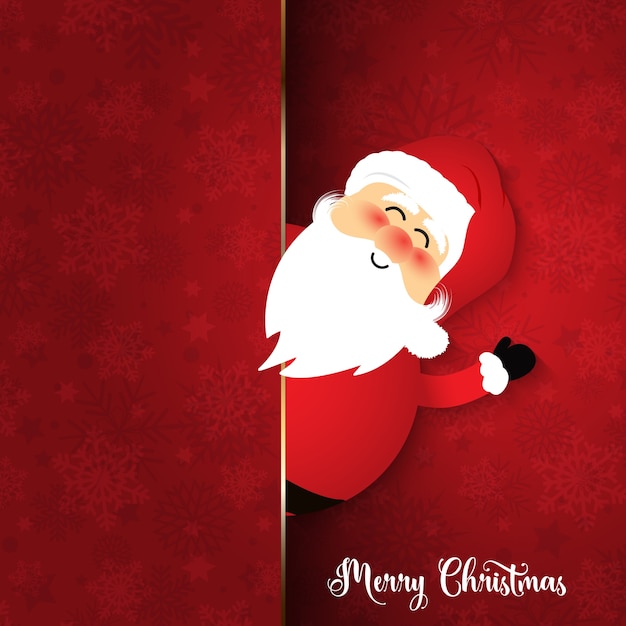 Cute Santa on snowflake background