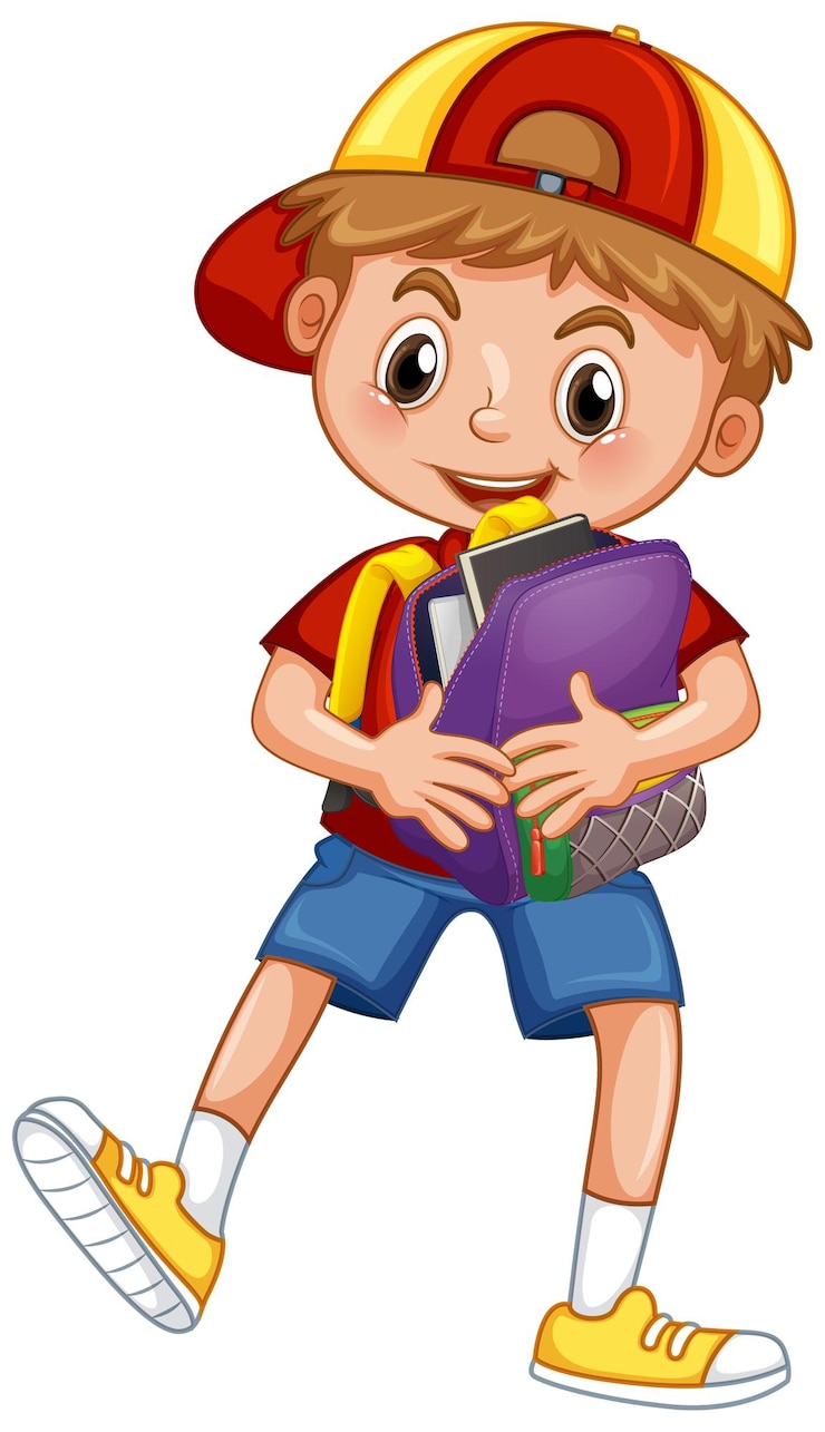Free Vector cute school boy holding backpack