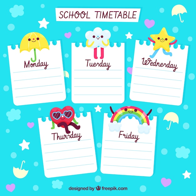 Cute school timetable design