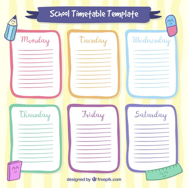 cute school timetable template