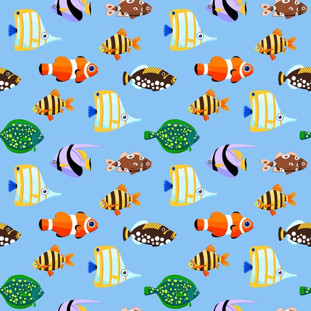 Premium vector cute sea fishes seamless pattern illustration 