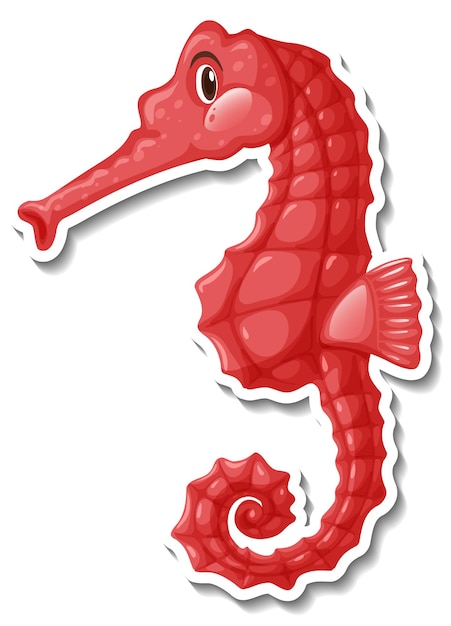 Free vector cute seahorse sea animal cartoon sticker