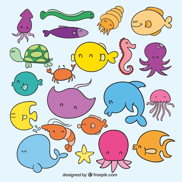 Free vector cute sealife