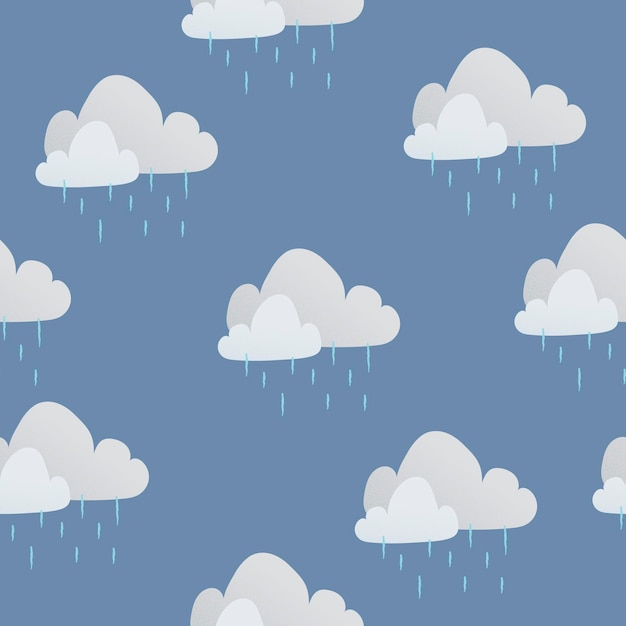 Free vector cute seamless kids pattern background, rainy cloud vector illustration