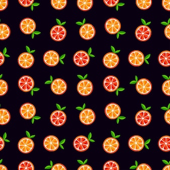 Cute seamless pattern of oranges. vector illustration