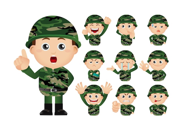 Cute set of army