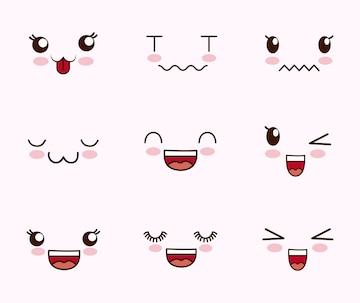 smiling kawaii face 16763055 Vector Art at Vecteezy