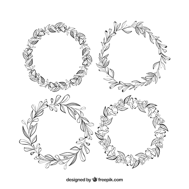 Cute set of hand drawn floral frames