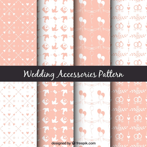 Free Vector cute several wedding patterns in pink color