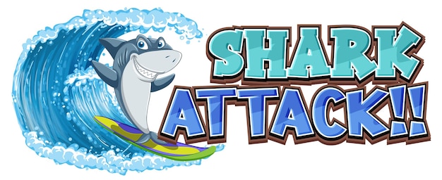 Cute shark surfing cartoon icon