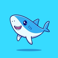 免费矢量可爱的鲨鱼游泳卡通图标说明。