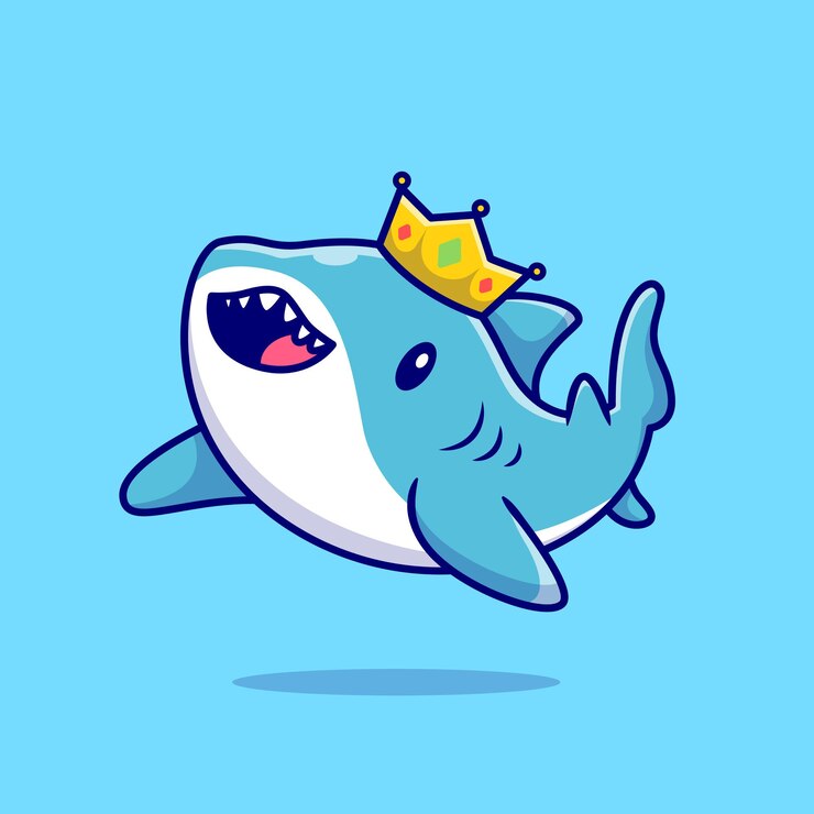 무료 Vector 왕관과 함께 귀여운 상어 수영