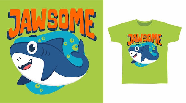 Симпатичный дизайн футболки с акулой