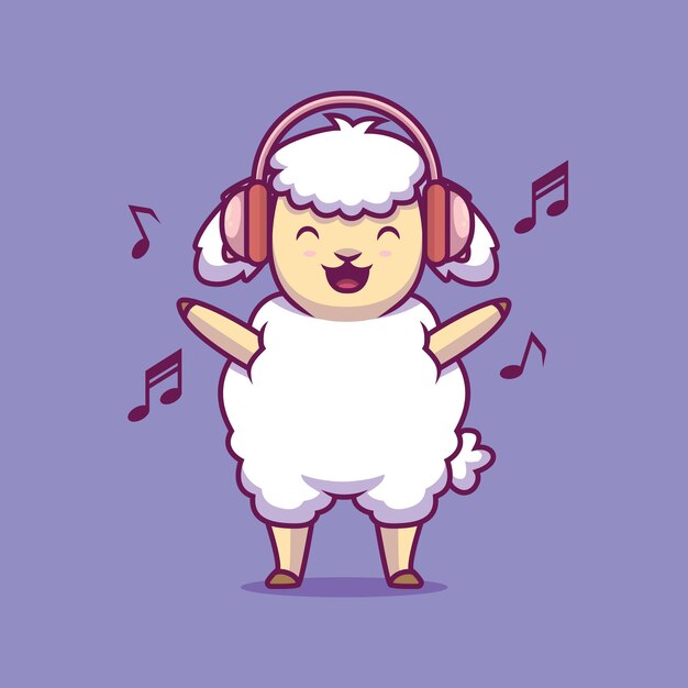 音楽を聴く人とイラストのテーマ 無料のベクター