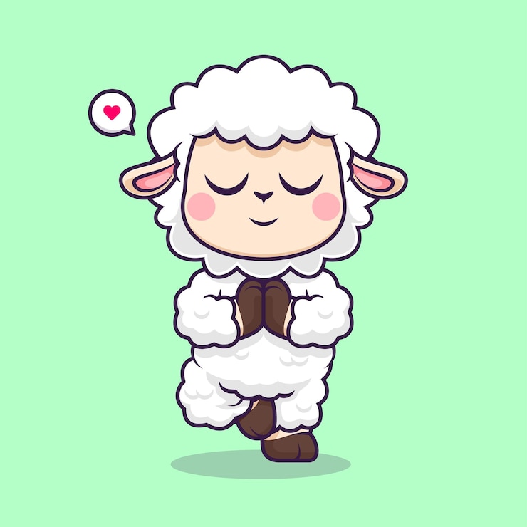 무료 Vector 귀여운 양 명상 요가 만화 벡터 아이콘 그림 동물 스포츠 아이콘 개념 절연 플랫
