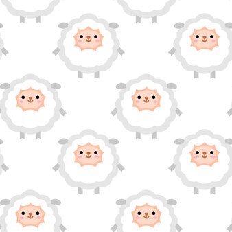Cute sheep seamless pattern. cartoon animal background colorful vector background for kids, textile, pattern fabric, wallpaper.