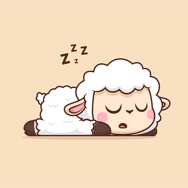 無料ベクター かわいい羊の睡眠漫画ベクトル アイコン イラスト動物自然アイコン コンセプト分離フラット ベクトル