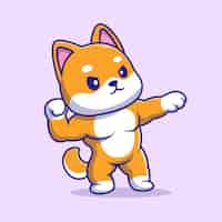 Бесплатное векторное изображение Милый шиба ину собака мышечная мультфильм векторная икона иллюстрация животного спорта икона концепция изолирована