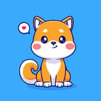 Free vector cute shiba inu dog sitting cartoon vector icon illustration animal nature icon concept isolated flat