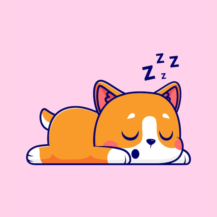 Free Vector cute shiba inu dog sleeping on floor cartoon vector icon illustration animal nature isolated flat