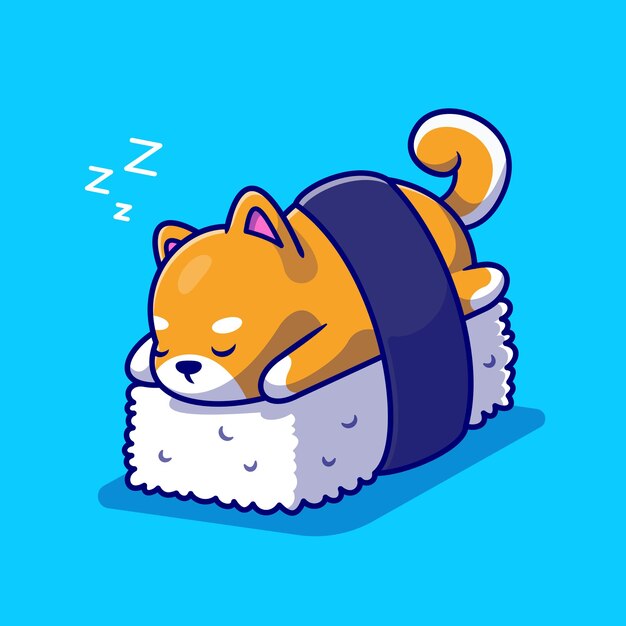 アイコンイラストを眠っているかわいい犬 子犬犬のマスコットの漫画のキャラクター 分離された動物アイコンコンセプト プレミアムベクター