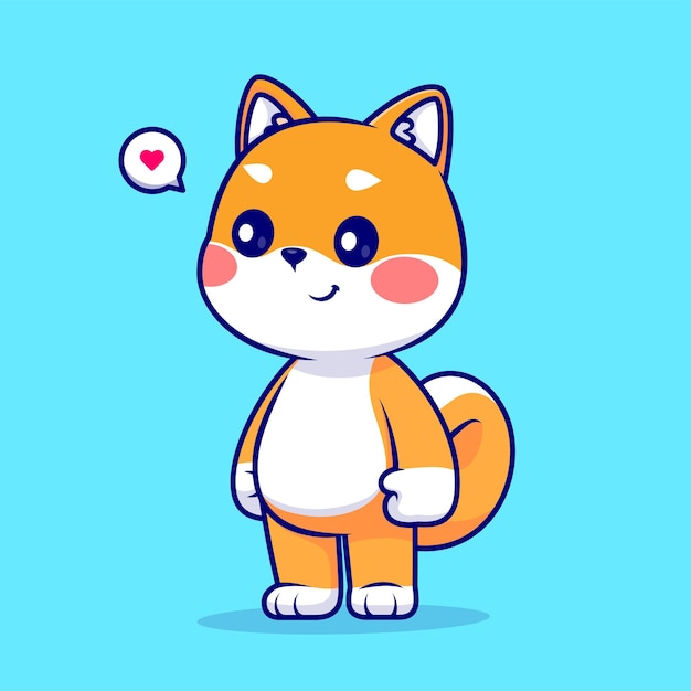 무료 벡터 귀여운 shiba inu 개 서 만화 벡터 아이콘 그림. 절연 동물 자연 아이콘 개념