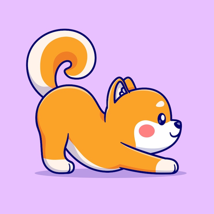 무료 Vector 귀여운 shiba inu 강아지 스트레칭 요가 만화 벡터 아이콘 일러스트 동물 스포츠 아이콘 절연
