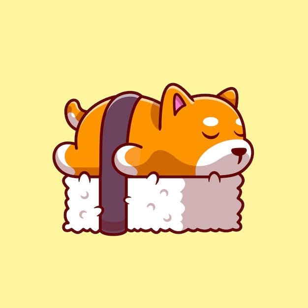 Free vector cute shiba inu dog sushi. flat cartoon style