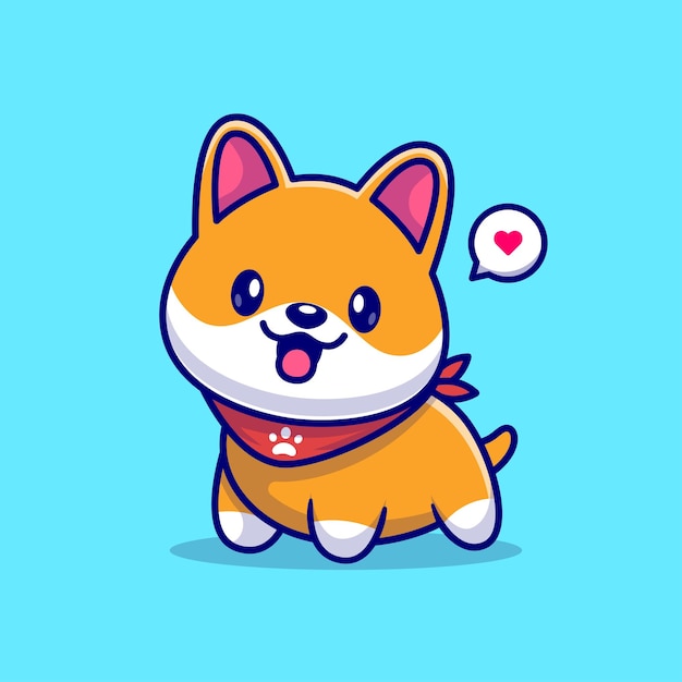 Cute Shiba Inu Smiling Cartoon Vector Icon Illustration Animal Nature Icon Concept Isolated Premium