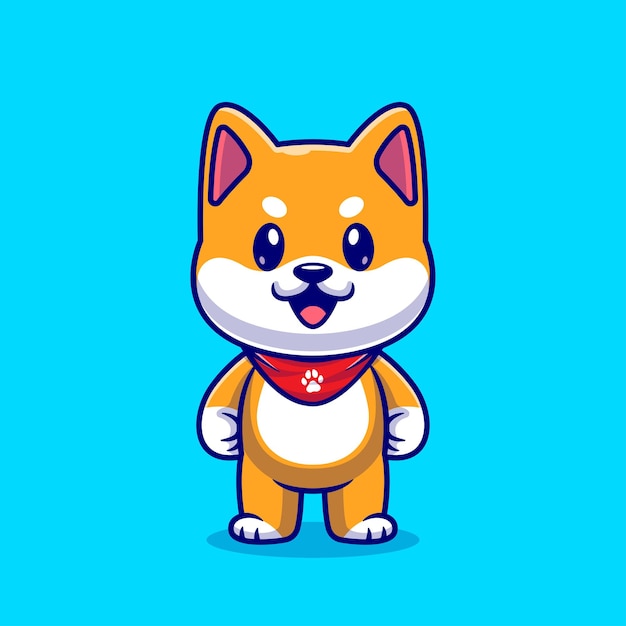 Cute shiba inu standing cartoon vector icon illustration. animal nature icon concept isolated