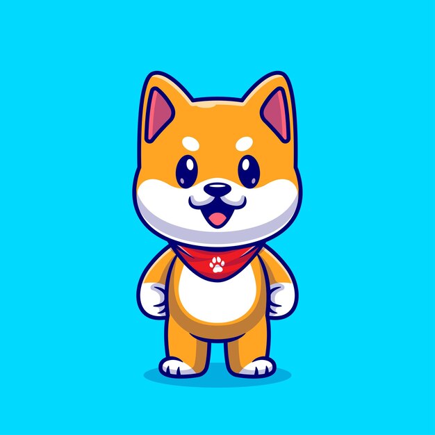 Cute Shiba Inu Standing Cartoon Vector Icon Illustration. Animal Nature Icon Concept Isolated