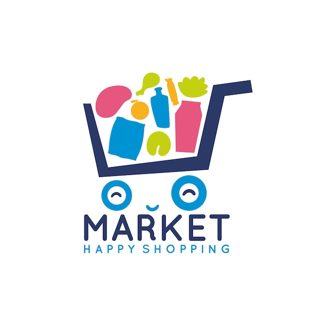 Free vector cute shopping cart logo