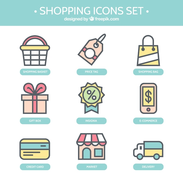 Free vector cute shopping icons