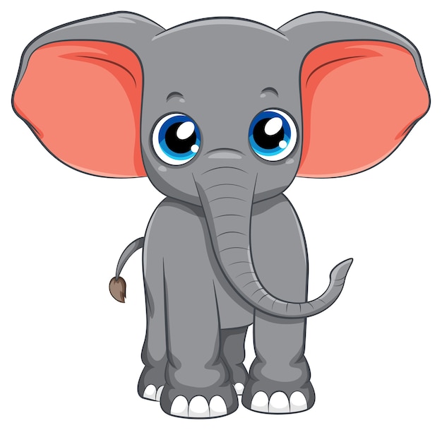 Cute simple elephant cartoon isolated