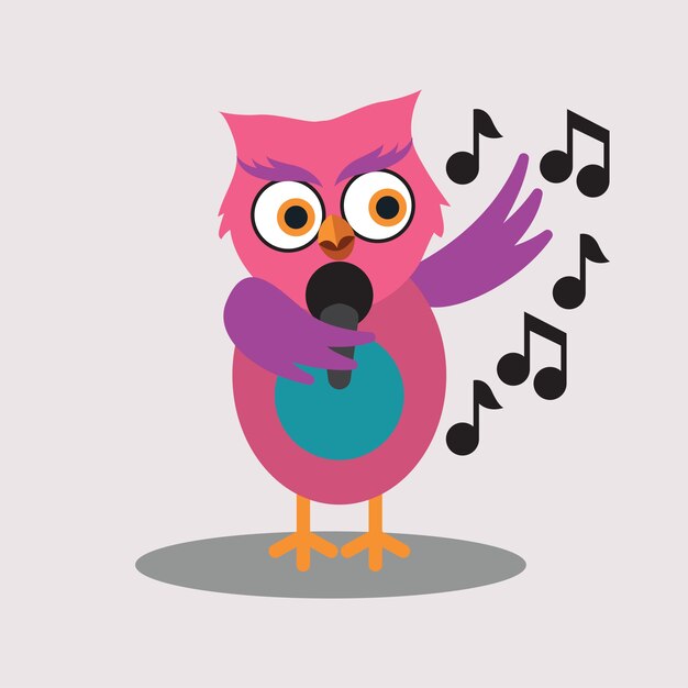 Симпатичный певец сова мультяшный персонаж