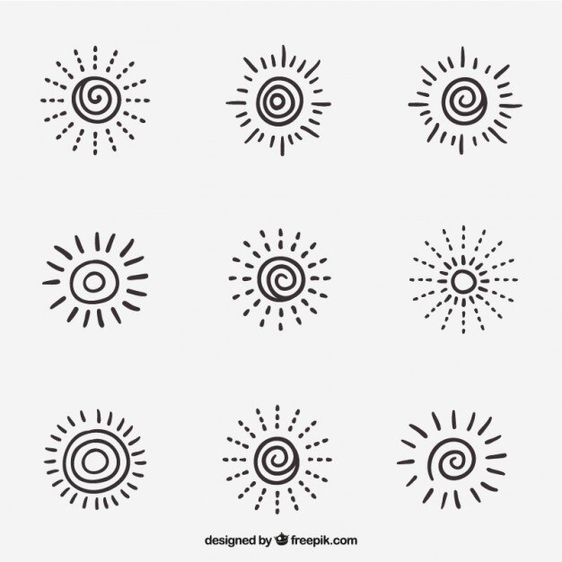 Free Vector cute sketches sunbursts